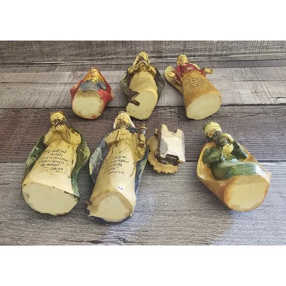 7 Piece Set Resin NATIVITY Bible Verse 6-7" Figurines Old World Style Christmas - Picture 5 of 7